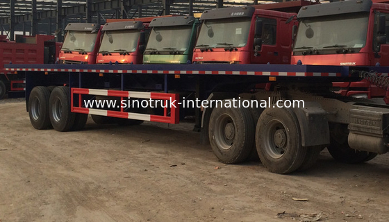 Container Carrying Flatbed Semi Trailer Truck 3 Axles 30-60 Tons 13m