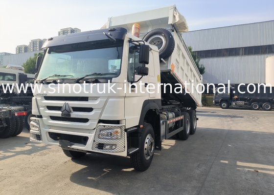 Sinotruk Howo Tipper Dump Truck 380hp 6 × 4 20CBM Beyaz Otomatik Tarpaulin