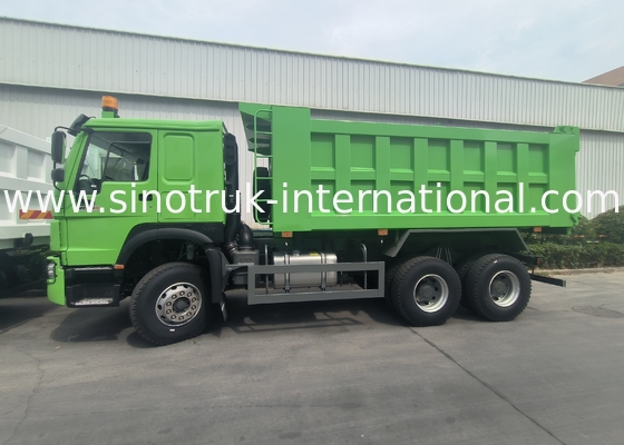 Sinotruk Howo Tipper Dump Truck Weichai 400Hp 6 × 4 Lhd Yeşil Orta kaldırma