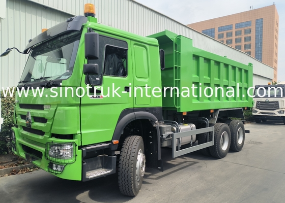 Sinotruk Howo Tipper Dump Truck Weichai 400Hp 6 × 4 Lhd Yeşil Orta kaldırma