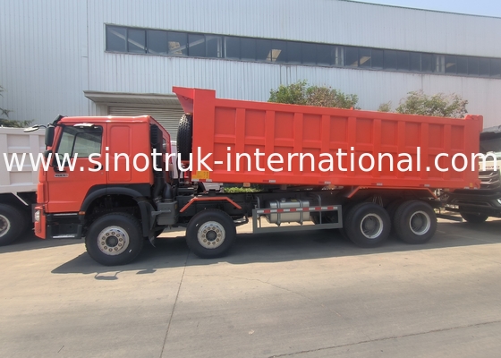 Sinotruk Howo Tipper Dump Truck 400Hp 8 × 4 Rhd 12 Tekerlekli Büyük Tepsil 7600mm