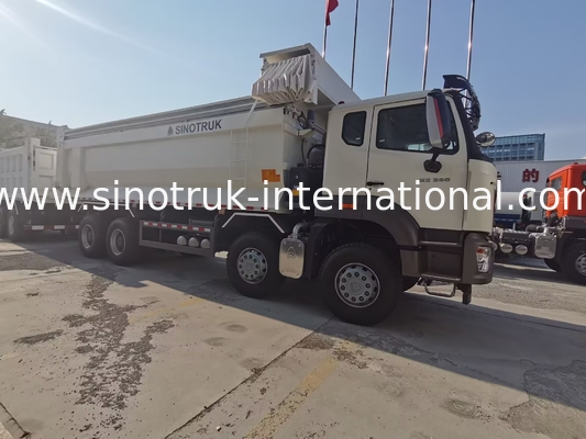 Sinotruk HOHAN Yeni HOWO 8X4 Çöp Kamyonu 380hp 12 Tekerlekli Beyaz H77L ZZ3317V386JB1R U Tipi