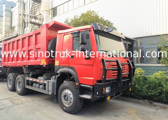 Sinotruk Howo Tipper Dump Truck 6 × 4 Lhd 10 Tekerlekli Hayalet Yüzü Bumper Maden Lastikleri