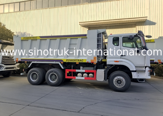 Sinotruk Howo / Hohan 6×4 Tipper Dump Truck 10 Tekerlekli Dikdörtgen Kargo Vücudu 20CBM Beyaz Renk