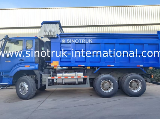 Güçlü çok yönlü HOWO 6x4 380HP Mavi Çöp Kamyonu 20CBM kare kargo kutusu ve su geçirmez tarp Flip Cove