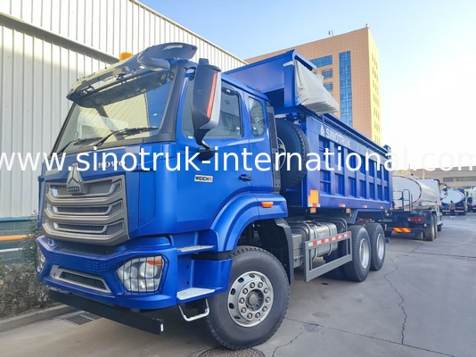 Güçlü çok yönlü HOWO 6x4 380HP Mavi Çöp Kamyonu 20CBM kare kargo kutusu ve su geçirmez tarp Flip Cove