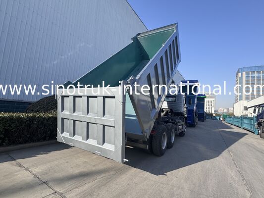 SINOTRUK HOHAN Yeni Howo Damperli Kamyon Orta Kaldırma 6 x 4 RHD Kasa 19-20CBM Müşteri tarafından özelleştirilmiş renk Elmas Gümüşü 400HP