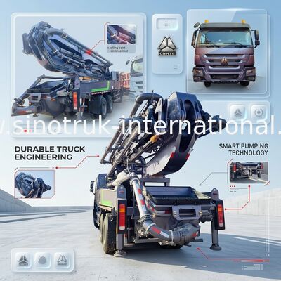 HOWO 380HP Akıllı Pompa Kamyonları 52m Boom 6x4 Vertikal dökme için eşsiz çekiş