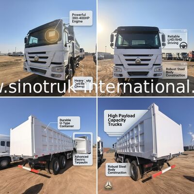 375 at gücü 40-50 ton yük kapasitesi ve 7300 mm kargo kutusu uzunluğu ile tipper dump kamyonu