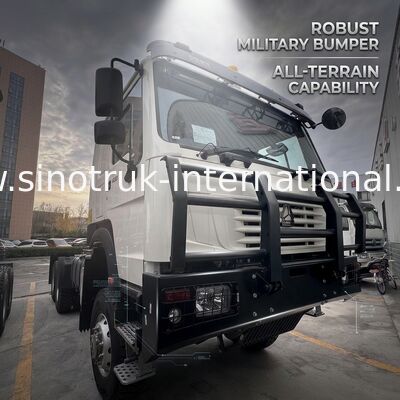 SINOTRUK HOWO Hayalet Yüz Taksi Traktör Kamyon 6X6 Euro 2 430 HP Askeri tampon Beyaz