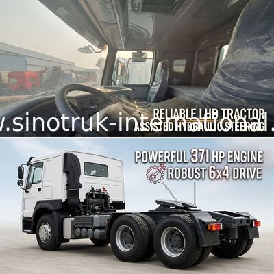 HOWO A7 Kullanılmış Traktor Kamyonu LHD 6X4 Euro 2 371 HP Güç Desteklenmiş Hidrolik Direksiyonla Beyaz