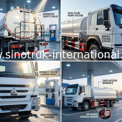 LHD 6 × 4 10 tekerlekli Yüksek Beygir Gücü 400HP HOWO Yağ Tankı Kamyonu Düşük Yakıt Tüketimi