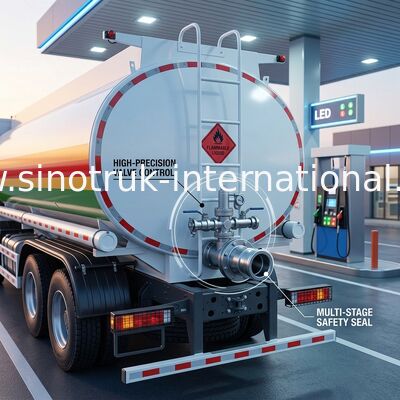 SINOTRUK HOWO Kırmızı 380HP 8×4 12 Tekerlekli Yüksek Kapasiteli Petrol Tankı Kamyonu