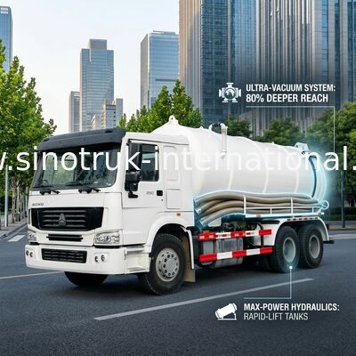 High Efficiency 17CBM LHD 336HP Vacuum Sewage Truck For Urban Rain Wells