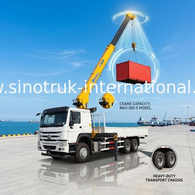 HOWO Kamyon Montajlı vinçler ekipman 12 ton XCMG kaldırma için 6X4 LHD 400HP