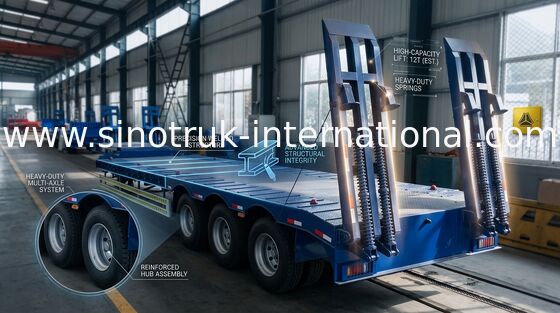 SINOTRUK Üç Akslı Yarı Römork Kamyonu, Karbon Çelikten Flatbed Yarı Römork