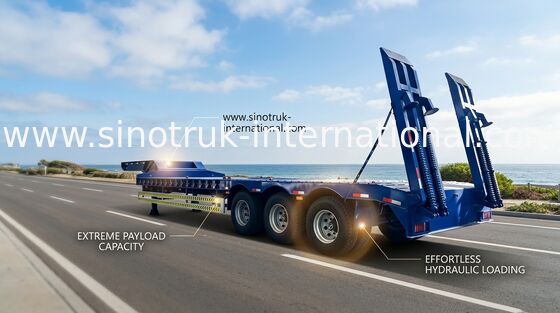Hidrolik Flatbed Yarı Römork Kamyon 4 Aks 50-80 Ton Yükleme Kapasitesi
