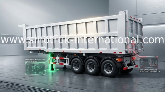 60 Ton SINOTRUK 25-45CBM İstikrarlı Performansa Sahip Yarı Römork Römorklu