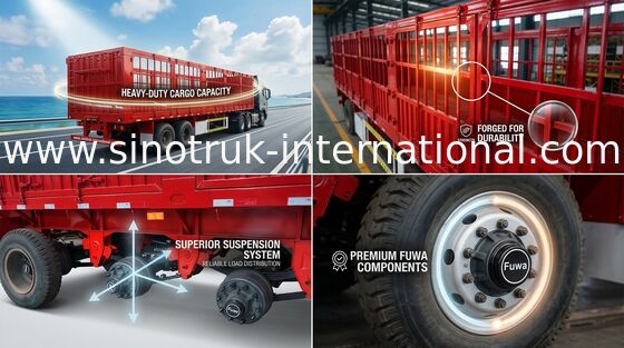 SINOTRUK Düz Yataklı Yarı Römork Kamyon Nakliye Konteynerleri İçin Toplu Kargo