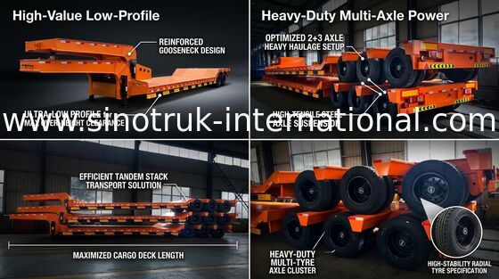 İnşaat İçin Hidrolik Flatbed Yarı Römork Kamyon Yükleme 80 Ton 17m