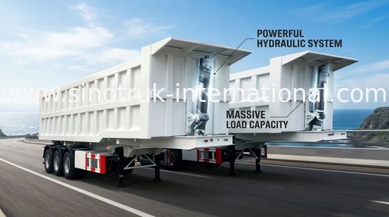 Madencilik Ve İnşaat 25-45 CBM İçin Yüksek Hızlı Damperli Yarı Römork Kamyon