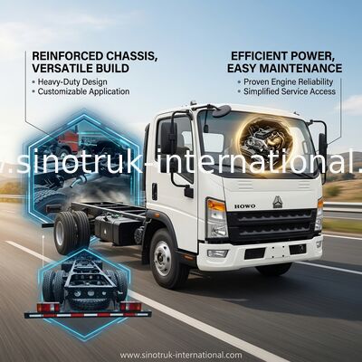 ZZ1047D3414C145 HOWO 4 * 2 Hafif Görevli Kamyonlar 116HP Şasi