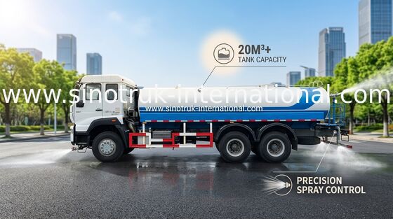 5000 Galon Su Deposu Kamyonu SINOTRUK 11.00R20 Radyal Lastik 9920 × 2496 × 3550 Mm