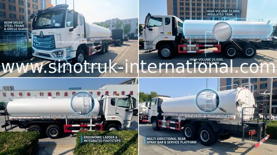 Sinotruk Howo Sprinkler Su Tankı Kamyonu 10-25CBM 6 X 4 N7