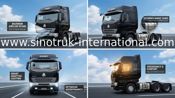 SINOTRUK HOWO A7 Uluslararası Kamyon Traktör RHD, Kafa Kamyon Römork