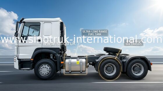 Sinotruk Howo Traktör Kamyon Lhd 10Tekerlekler 400Hp 6 × 4 HW76 Beyaz