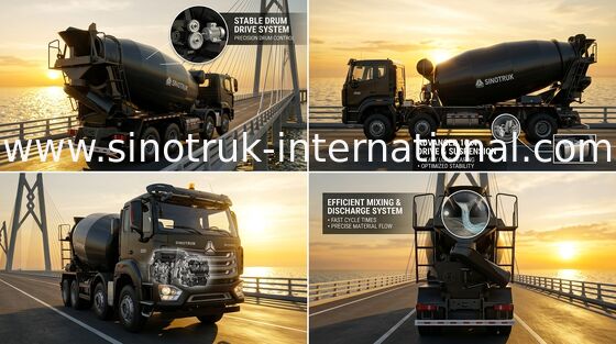 Yeni HOWO HOHAN SINOTRUK Beton Karıştırma Kamyonu Siyah 10CBM 380HP 8X4 RHD