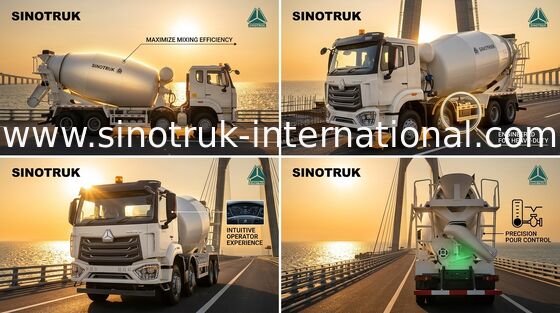 HOWO SINOTRUK Beton Mikseri Kamyonu Beyaz 10CBM 380HP 8X4 RHD
