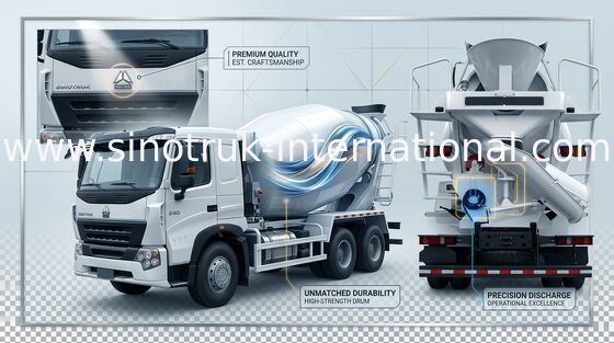 Şantiye / Beton Mikser Drum Trailer için 10CBM Beton Mikser Kamyon
