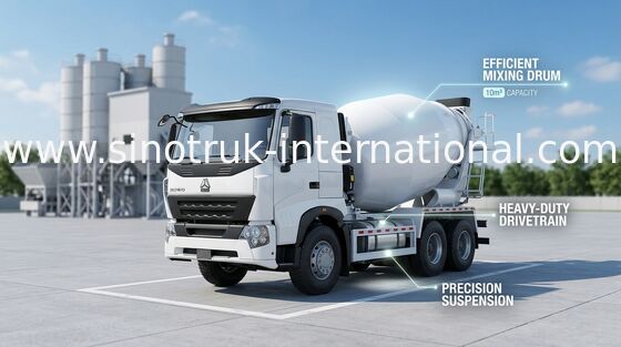 336HP 6X4 LHD A7 Beton Mikser Kamyon 9CBM, Aşınmaya Dayanıklı Tank Çimento Kamyon Mikser