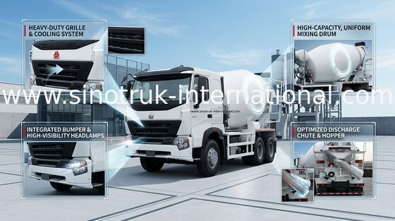 Beton Mikser Ekipmanları A7 Pompa Beton Kamyon 10CBM 371HP 6X4 LHD