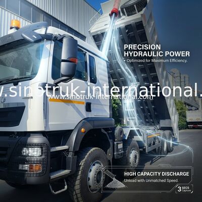 26.91CBM Güçlü HOWO TX 8x4 12.00R20 Tekerlekli Tipper Dump Truck
