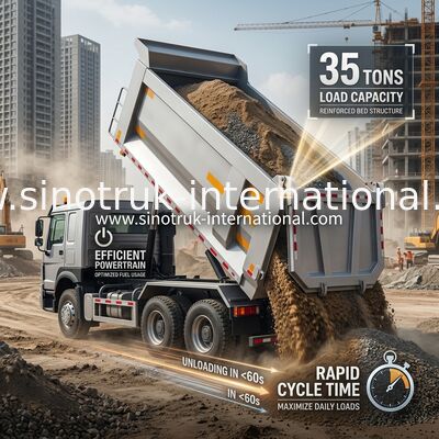 SINOTRUK HOWO 371HP 8X4 Damperli Kamyon İnşaat Eski Ön Yüz Askeri Tampon Maden Alanları için İki Uyarı Işığı U Tipi Konteyner