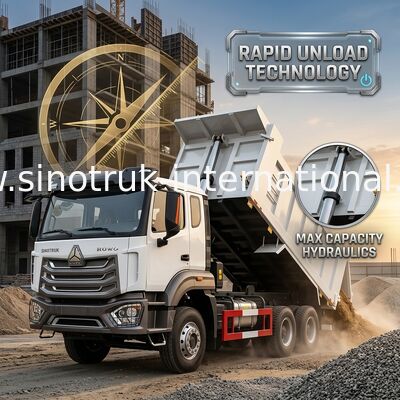 2 yolcu Sinotruk Hohan Tipper Dump Truck Weichai Motor 6 × 4 LHD 380HP Manual şanzıman tipi ile