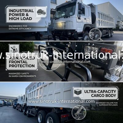 SINOTRUK HOWO 371HP Tipper Dump Truck İnşaat Eski Ön Yüz Savaş Çakma Bölgeleri için