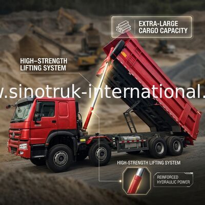 HOWO 12 Tekerlekli Sinotruk 8X4 Çöp Kamyonu 400hp Madencilik için LHD U Tipi Konteyner