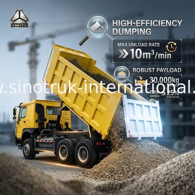 Sinotruk Howo Tipper Dump Truck 6 × 4 Lhd 10 Tekerlek 20CBM Kargo Kutusu Maden Lastikleri