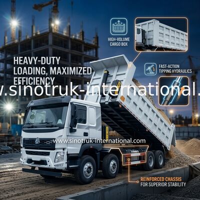 SINOTRUK HOWO 380HP Tipper Dump Truck 12 Tekerlekli LHD 31 Ton 20-30CBM V7-X Kabin