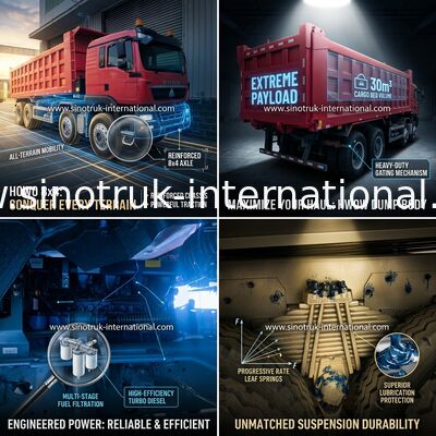 Sinotruk Howo Tipper Dump Truck Tx 400Hp Euro 2 8 × 4 Lhd 12 Tekerlek Kırmızı