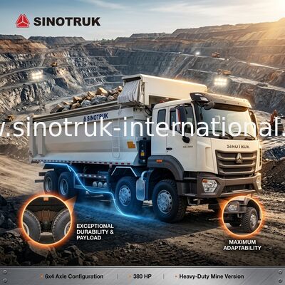 Sinotruk Hohan Yeni HOWO Tipper Dump Truck N7 6 × 4 10 Tekerlek 380HP RHD U Tipi Otomatik Tarpaulin