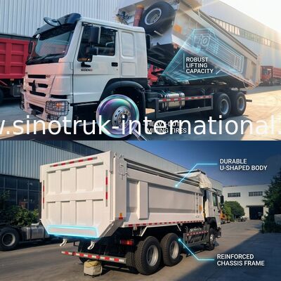 Sinotruk Howo Tipper Dump Truck 400Hp Otomatik Tarpaulinli 6 × 4 U Şekilli Tepsiler
