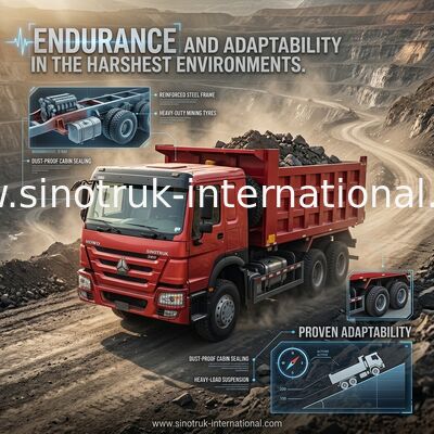 SINOTRUK HOWO 380HP LHD Damperli Damperli Kamyon 6X4 KIRMIZI