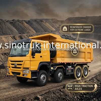 Sinotruk Howo Tipper Dump Truck 8 × 4 Lhd 12 Tekerlekli U Şekilli Tipper Beden Euro 2