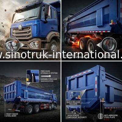 RHD 8×4 10 tekerlekli 380HP Mavi HOWO Tipper Kamyon Yüksek At Gücü