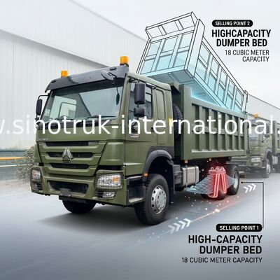 RHD 6×4 10 tekerlekli ZZ3257V3847B1R 400HP Yeşil HOWO Tipper Truck Yüksek At Gücü