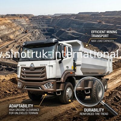 HOWO N7 Kabin LHD 12 tekerlekli 8X4 400HP Madencilik U Tipi İçin Damperli Kamyon